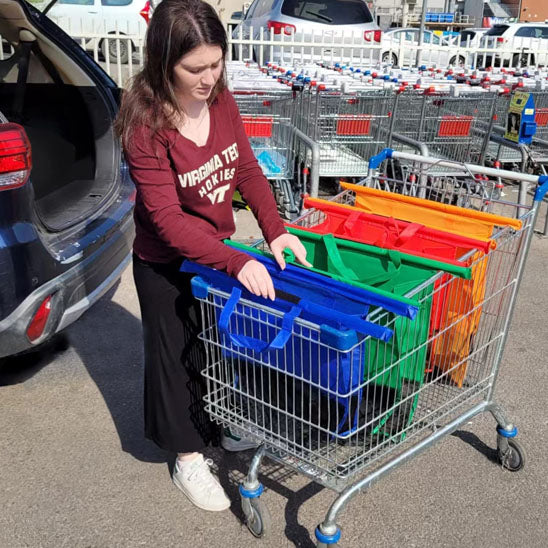 Lot de 4 sacs d'épicerie à roulettes pour chariot de courses avec sac isotherme et porte-œuf/vin