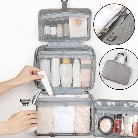 Trousse de Toilette, Pliable Grande Trousse de Toilette Voyage pour Hommes et Femmes,Multifonction Imperméable Sac Cosmétique Organisateur de Voyage avec Crochets